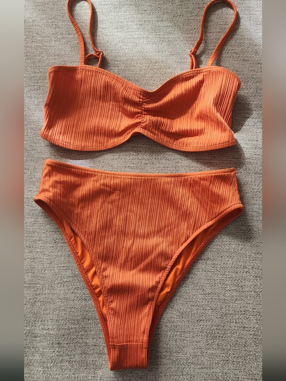 Frankies Bikini Ribbed Orange Bikini Set